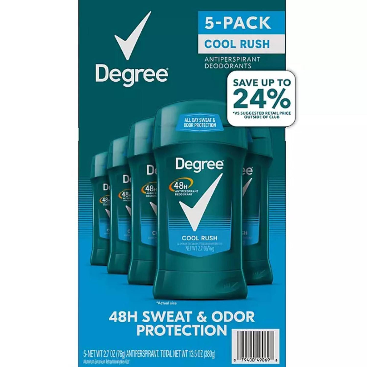 Degree Men Anti-Perspirant, Cool Rush - 2.7 Oz - 5 Pack