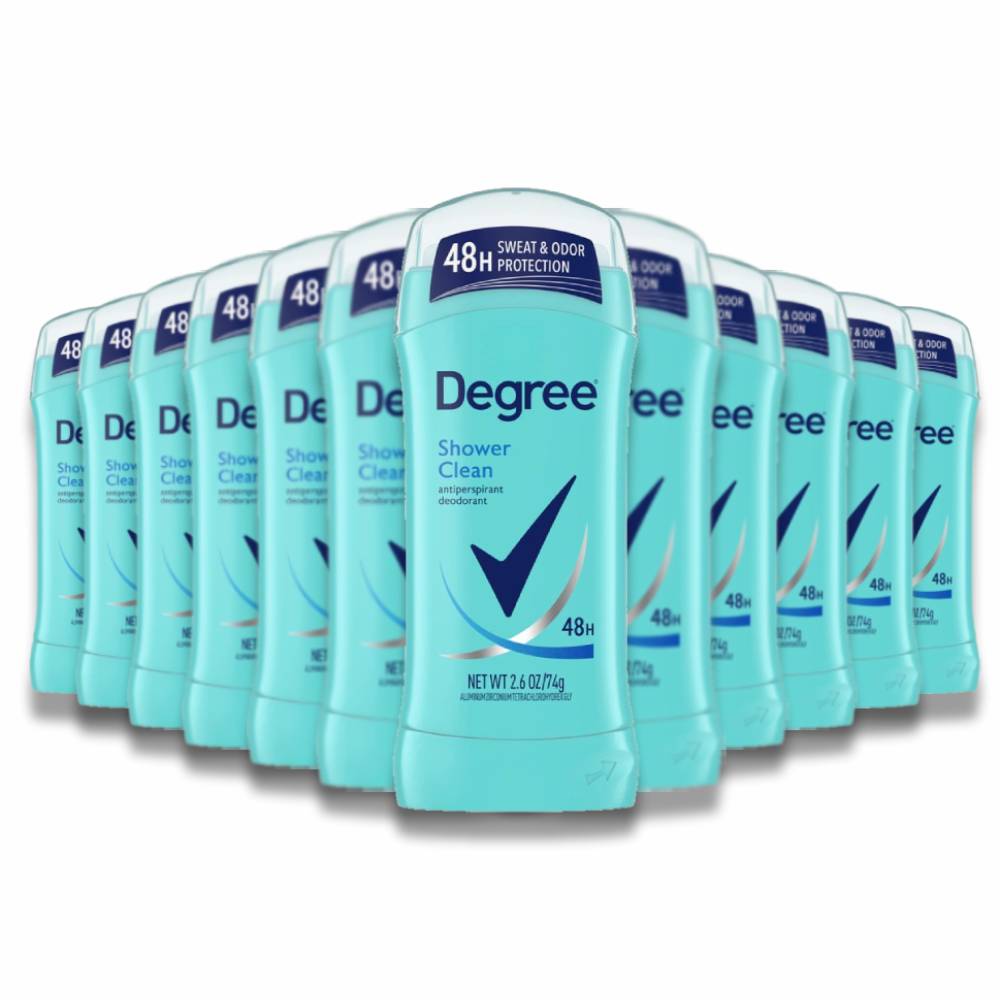 Degree Women Deodorant Invisible Solid, Shower Clean - 2.6 Oz - 12 Pack