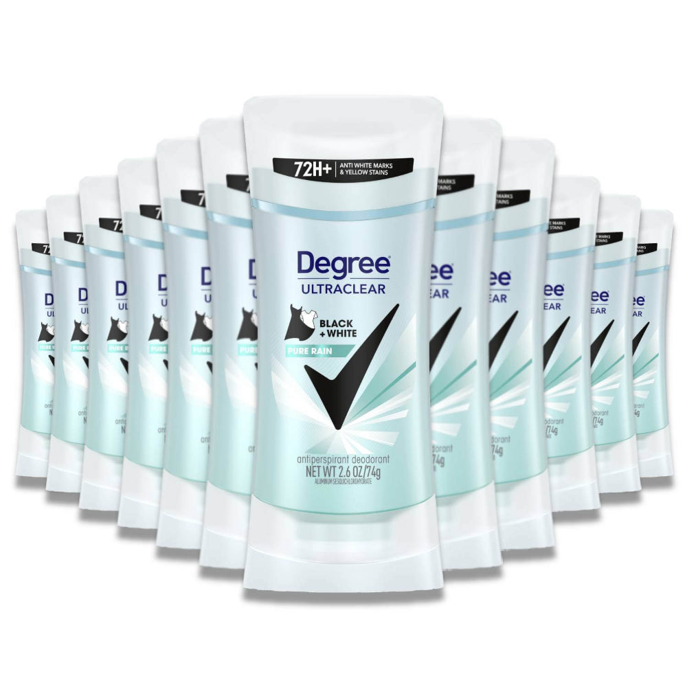 Degree Antiperspirant - Black + White, Pure Rain, For Women, 2.7 Oz - 12 Pack Contarmarket