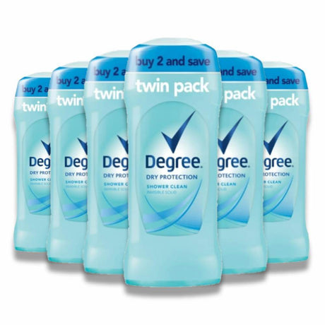 Degree Women Antiperspirant - Shower Clean, Solid, 2.6 Oz - 6 Pack (Twin Pack) Contarmarket