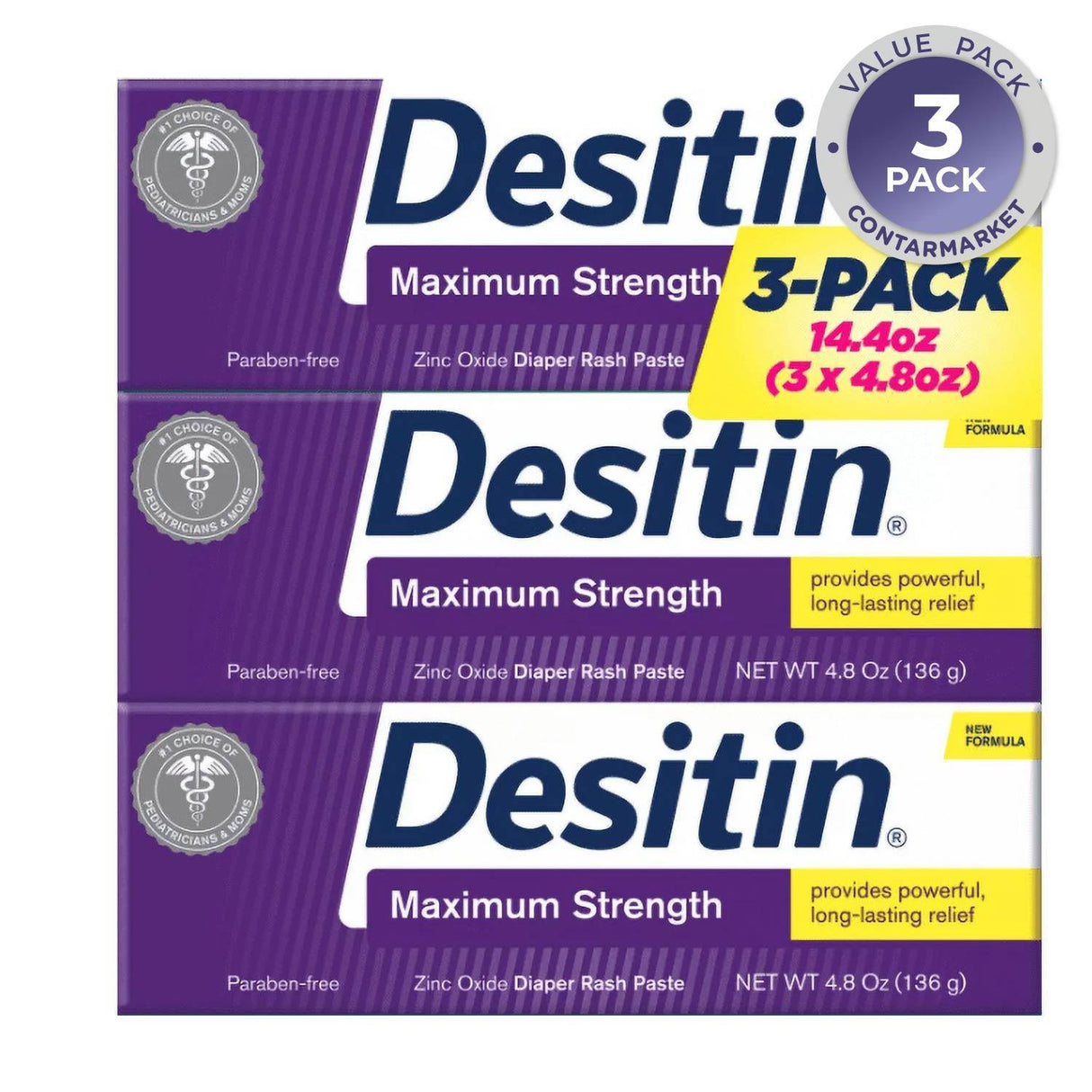 Desitin Maximum Strength Zinc Oxide Diaper Rash Paste 4.8 oz. - 3 pack