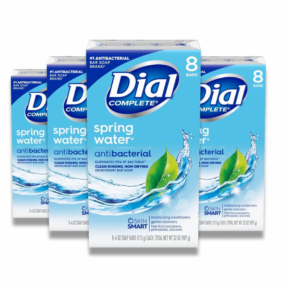 Dial Antibacterial Bar Soap Refresh & Renew Spring Water 8 Bars 4 Oz 4 Pack Contarmarket