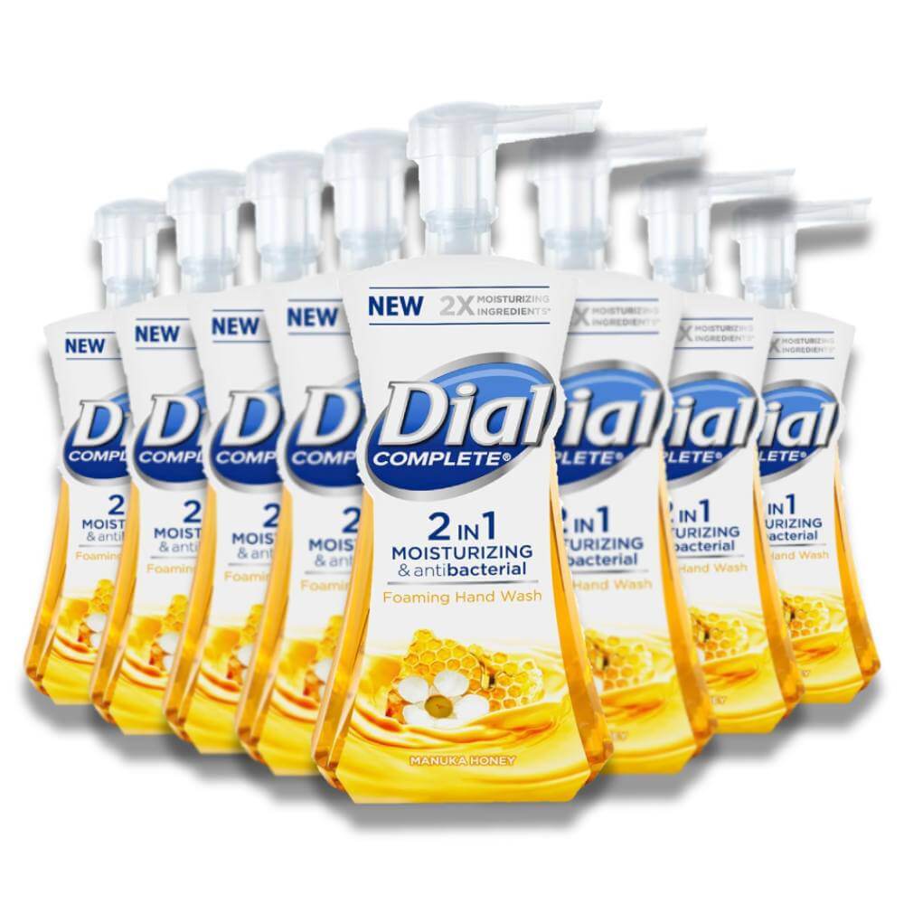 Dial 2 in 1 Moisturizing & Antibacterial Foaming Hand Wash, Manuka Honey - 7.5 Oz - 8 Pack Contarmarket