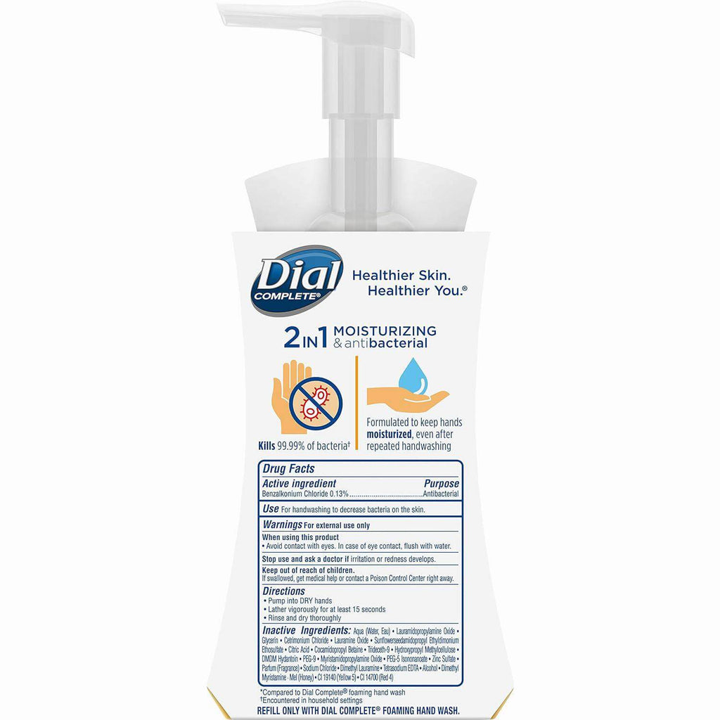 Dial 2 in 1 Moisturizing & Antibacterial Foaming Hand Wash, Manuka Honey - 7.5 Oz - 8 Pack Contarmarket