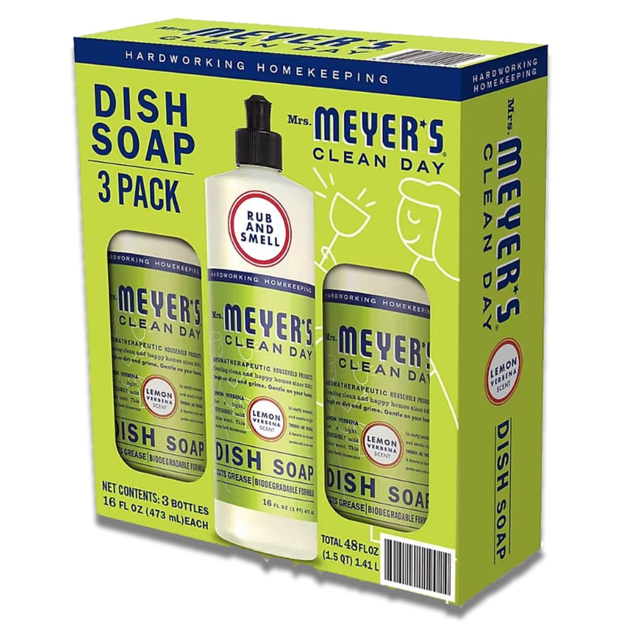 Mrs. Meyer's Clean Day Liquid DIsh Soap, Lemon Verbena Scent - 16 Oz - 3 Pack