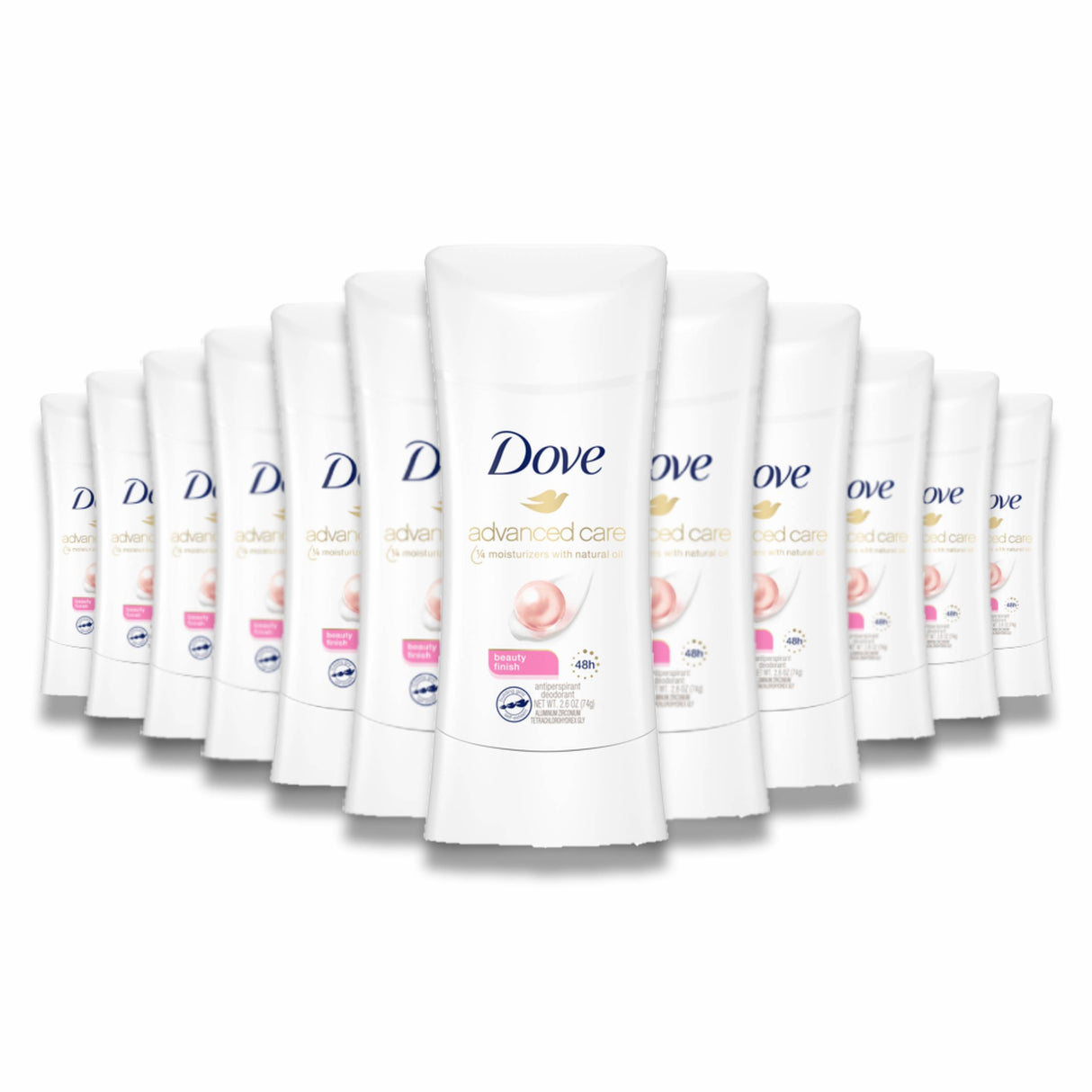 Dove -Advanced Care, 48h Antiperspirant Deodorant, Beauty Finish - 2.6 Oz - 12 Pack