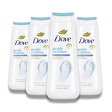 Dove - Gentle Exfoliate Body Wash - Sea Minerals 24hr Lotion-Soft Skin - 20 Oz - 4 Pack