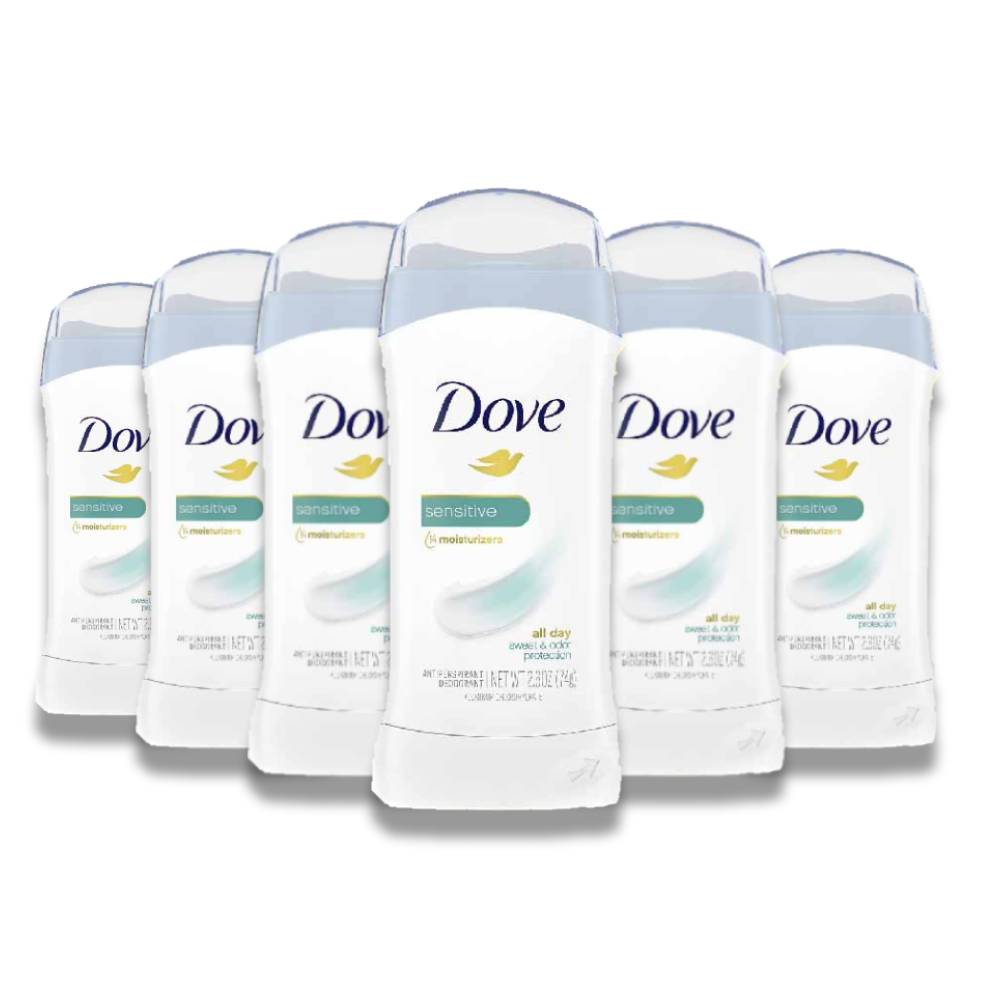 Dove - Invisible Solid Antiperspirant  Deodorant stick for women Sensitive - 2.6 oz - 6 Pack - OPEN BOX