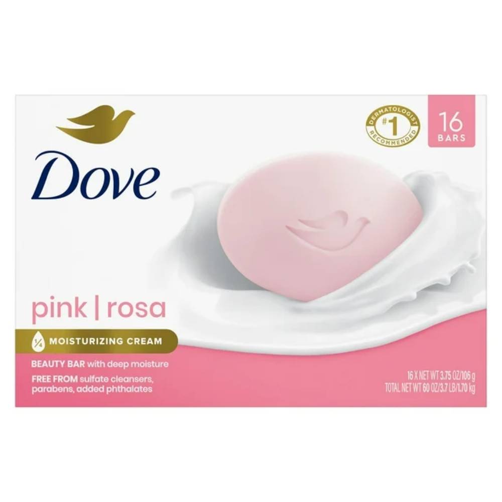 Dove - Beauty Bar Soap, Pink  3.75 oz - 16 Count