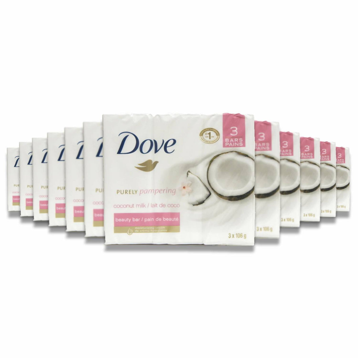 Dove  - Coconut Milk Beauty Bar - 3 Ct - 3.17 Oz each - 12 Pack