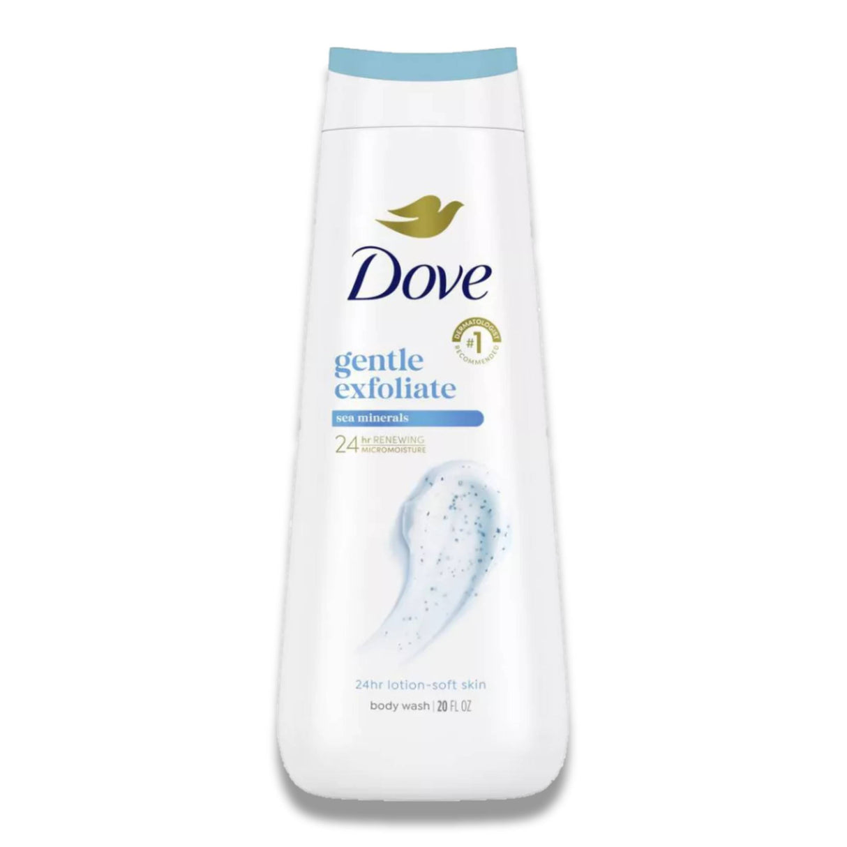 Dove - Gentle Exfoliate Body Wash - Sea Minerals 24hr Lotion-Soft Skin - 20 Oz - 4 Pack