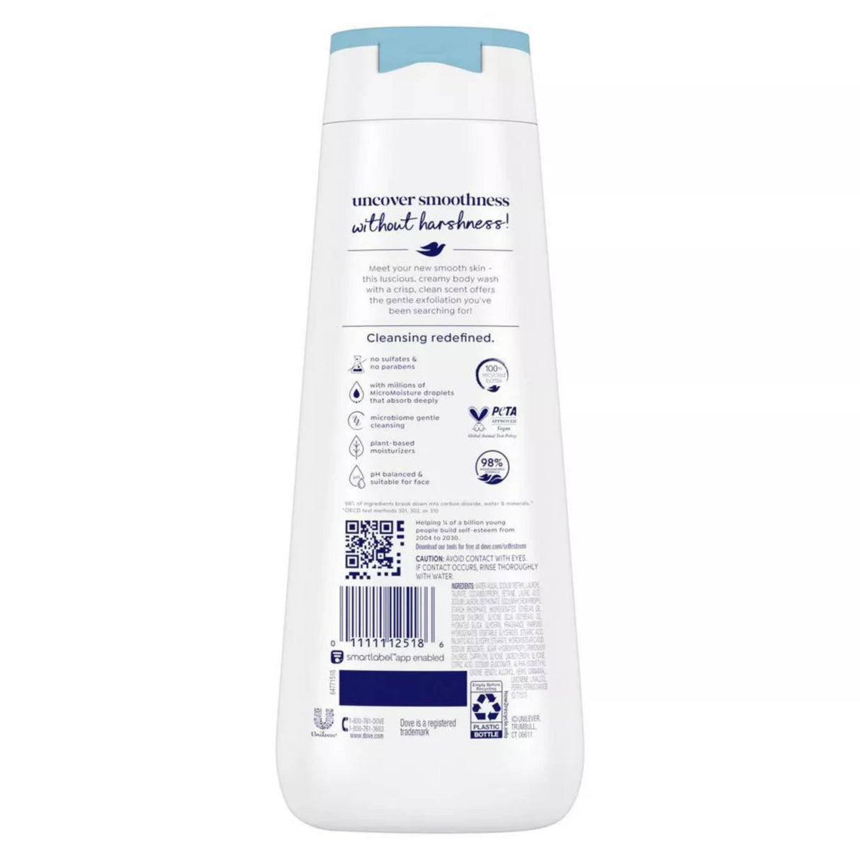 Dove - Gentle Exfoliate Body Wash - Sea Minerals 24hr Lotion-Soft Skin - 20 Oz - 4 Pack