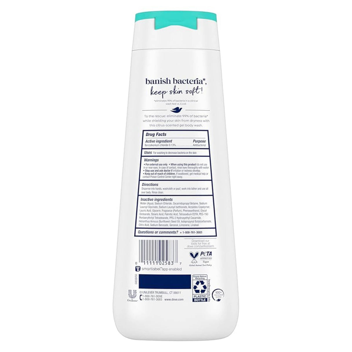 Dove - Antibacterial Care & Protect Body Wash - 20 Oz - 4 Pack