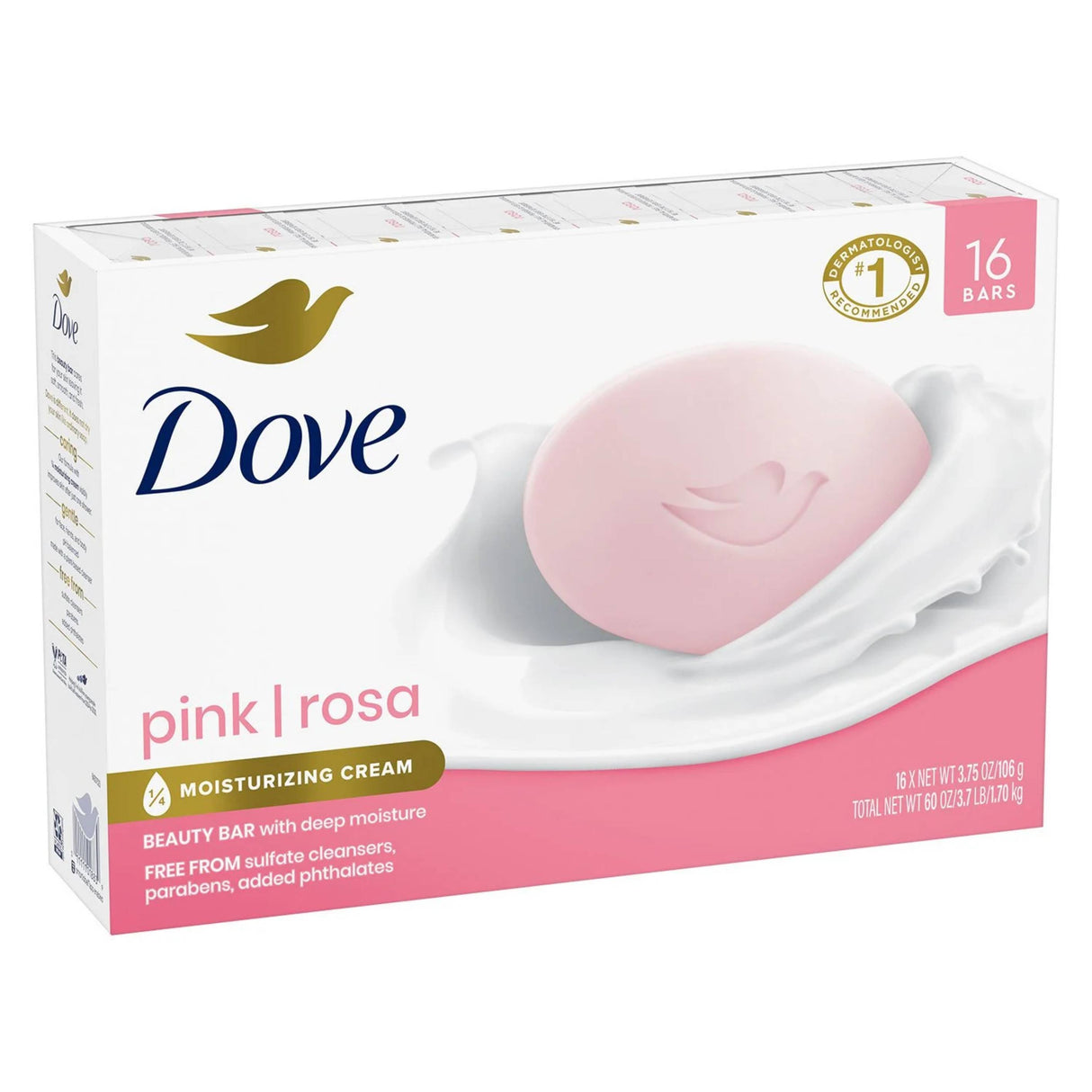 Dove - Beauty Bar Soap, Pink  3.75 oz - 16 Count