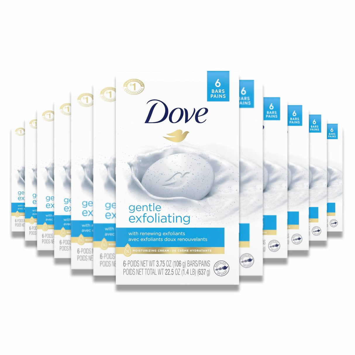 Dove Beauty Bar, Gentle Exfoliating W/ Mild Cleanser 6 Pack Ea 3.75 oz - 12 Pack (72ct)