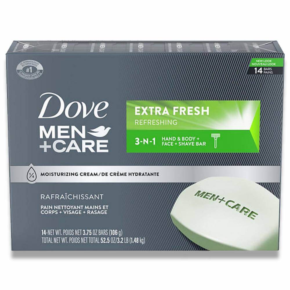 Dove Men+Care Body and Face Bar Soap Extra Fresh - 3.75 Oz - 14 Ct Contarmarket