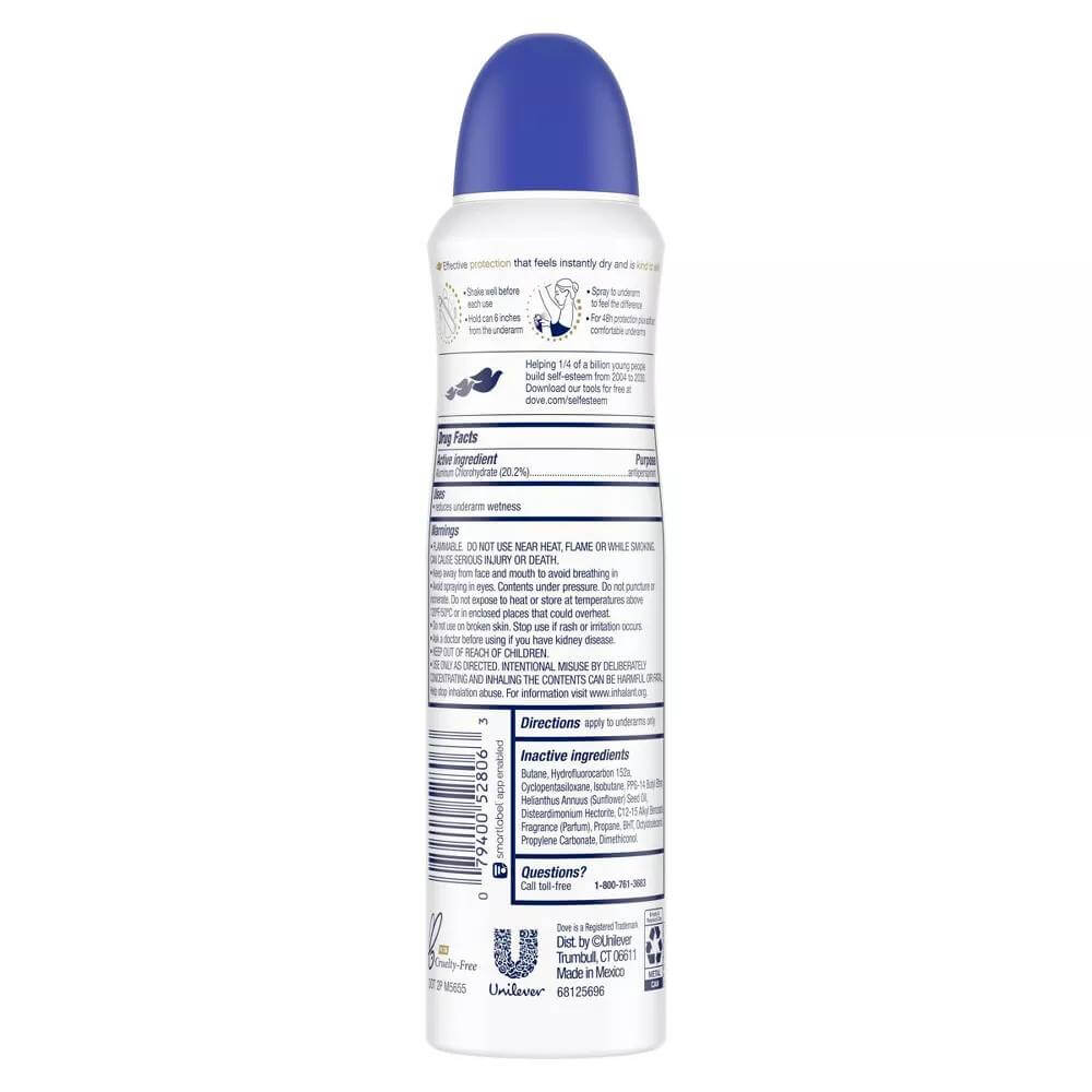 Dove Original Clean Dry Spray Antiperspirant - 3.8 Oz - 12 Pack Contarmarket