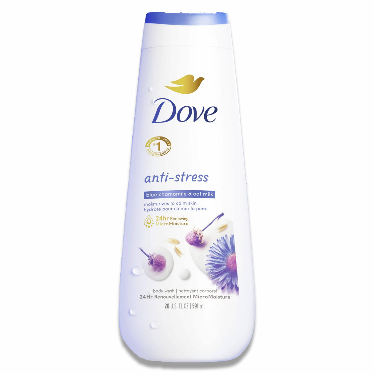 Dove - Anti-Stress Body Wash - Blue Chamomile & Oat Milk - 20 Oz - 4 Pack