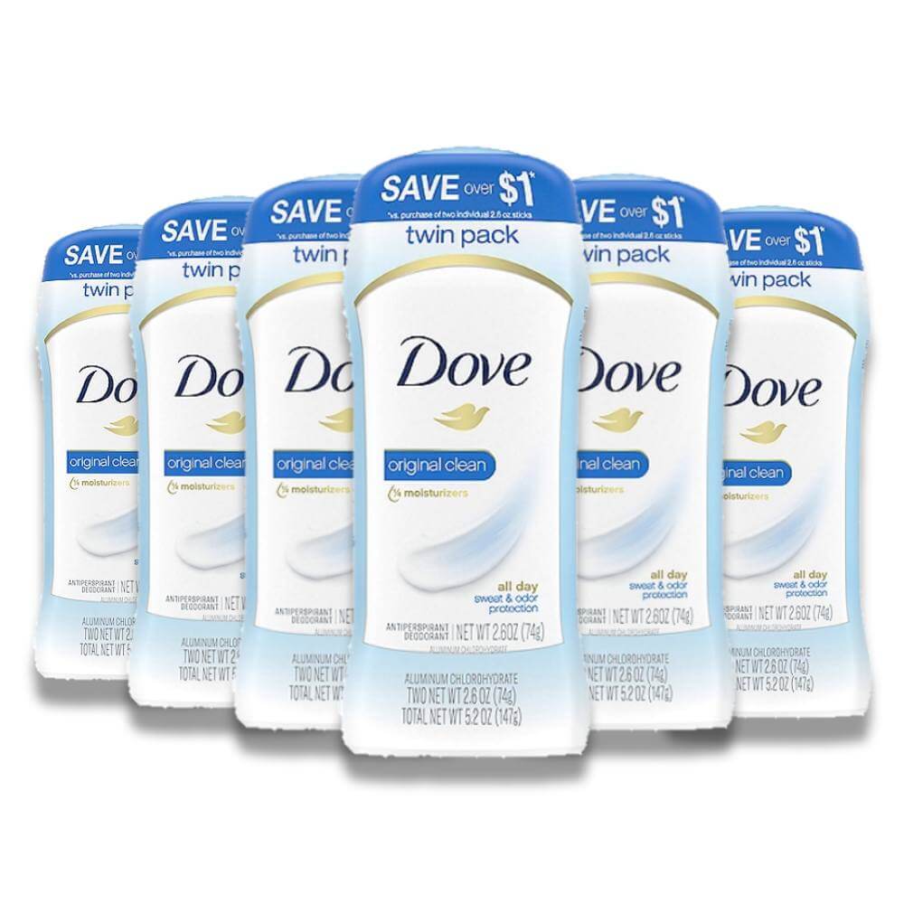  Dove Invisible Solid Antiperspirant Deodorant Stick, Original Clean - 2.6 Oz - 6 Pack Contarmarket