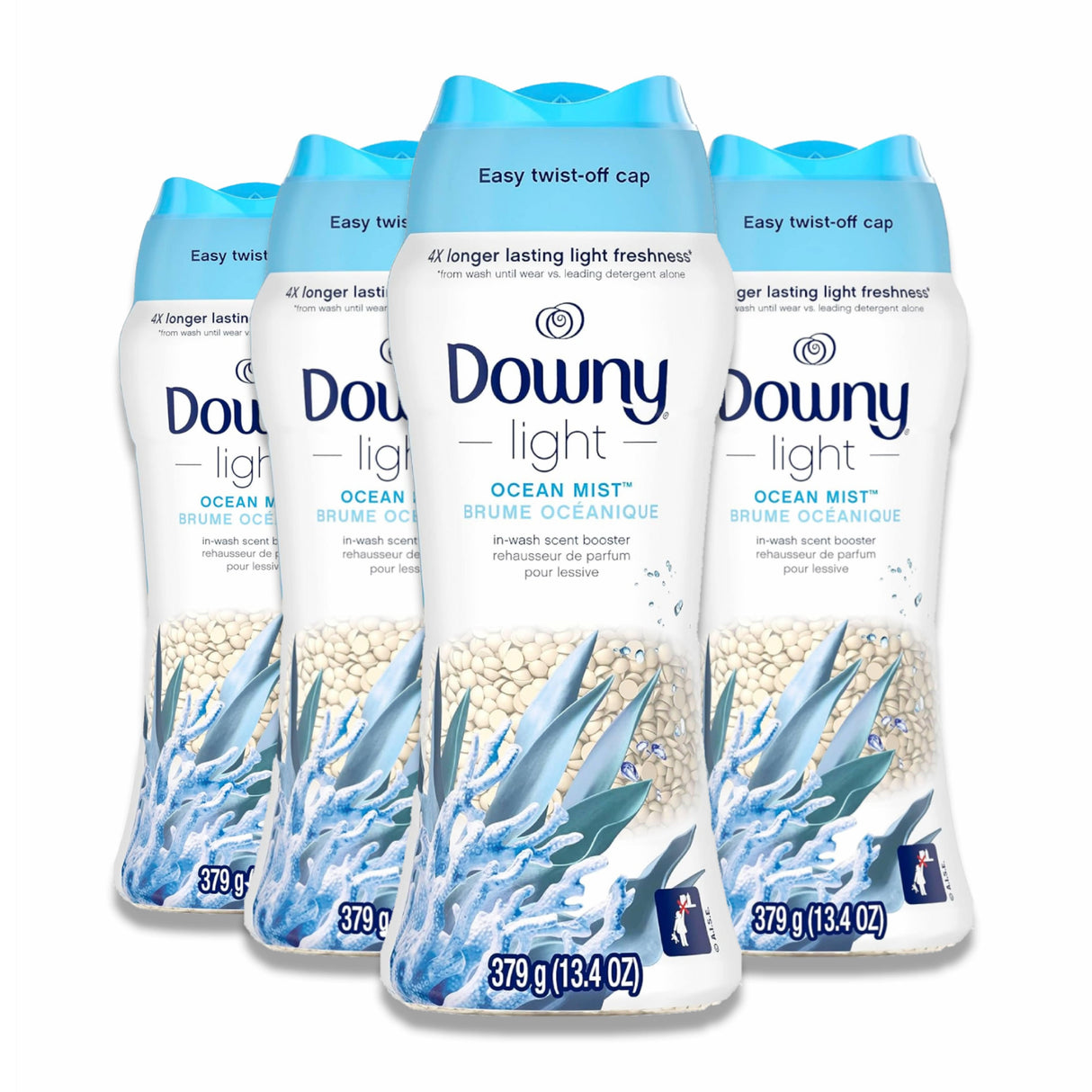 Downy - Light Laundry Scent Booster Beads for Washer, Ocean Mist - 13.4 Oz - 4 Pack