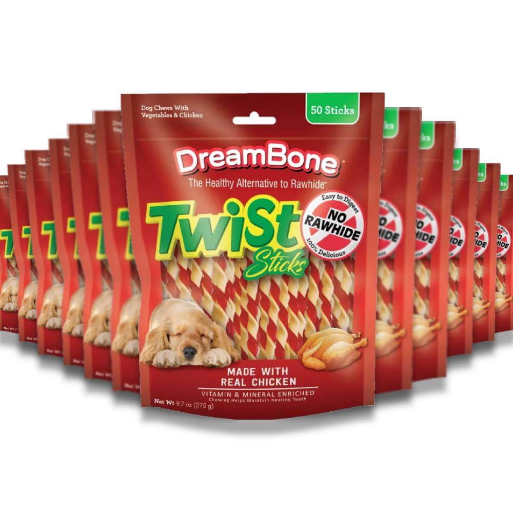 DreamBone Twist Sticks with Chicken Dog Treats - 9.7 Oz - 24 Pack Contarmarket