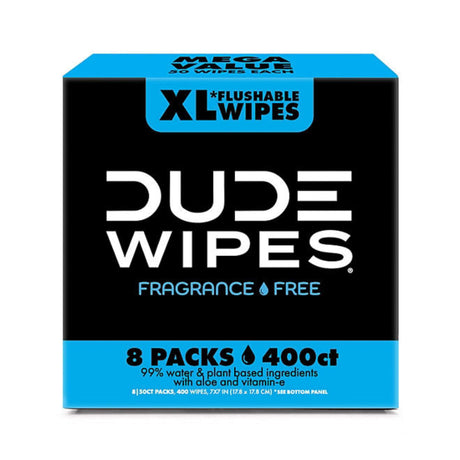 Dude Wipes, Extra Large, Fragance Free Flushable Wipes - 8 Packs, 50 Ct Each (6668054462620)