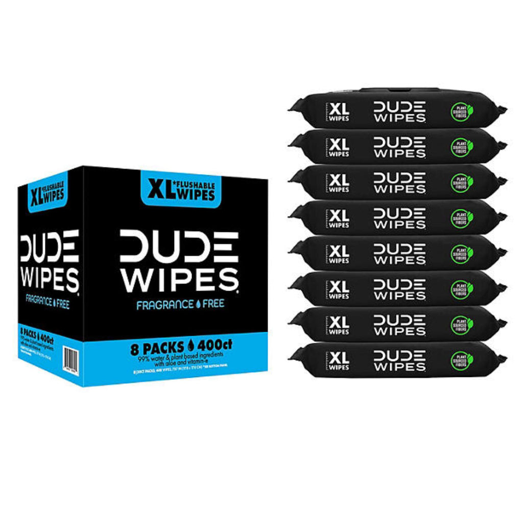 Dude Wipes, Extra Large, Fragance Free Flushable Wipes - 8 Packs, 50 Ct Each (6668054462620)