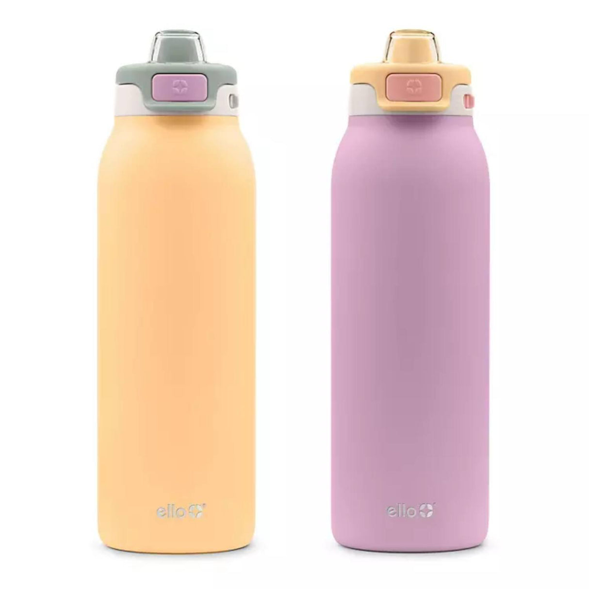 Ello Pop & Fill - Stainless Steel Water Bottle with QuickFill Technology (Assorted Colors) - 32 Oz - 2 Pack