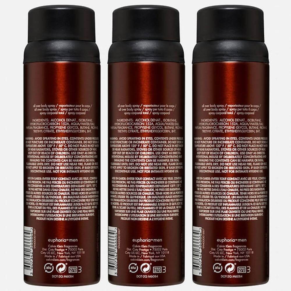 Calvin Klein Euphoria for Men Body Spray - 5.4 Oz - 3 Pack Contarmarket