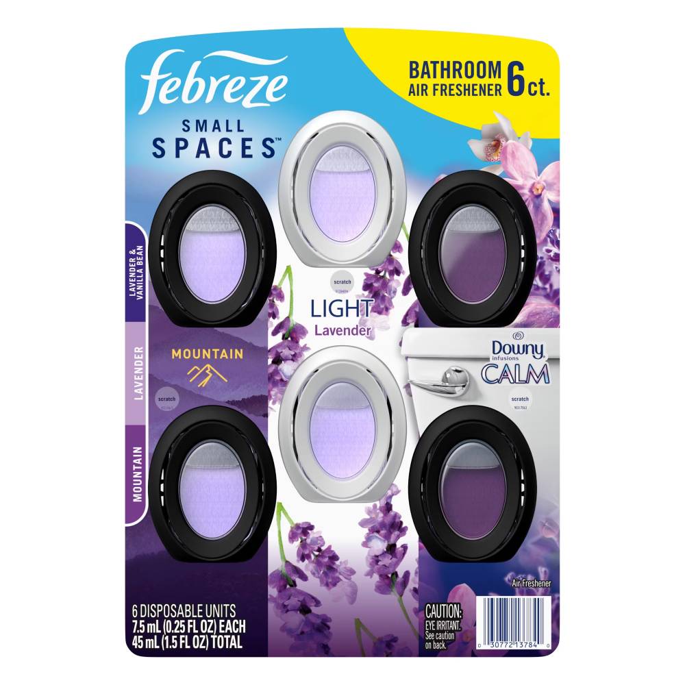 Febreze - Small Space Air Fresheners, Mountain, Light Lavender & Downy Calm - 25 Oz - 6 Pack