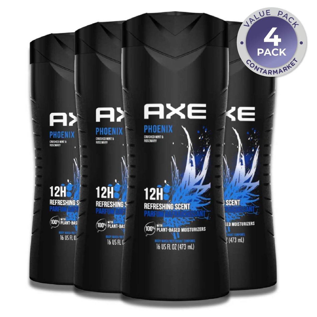 Axe Body Wash Phoenix Crushed Mint & Rosemary Scent - 16 fl oz- 4 Pack