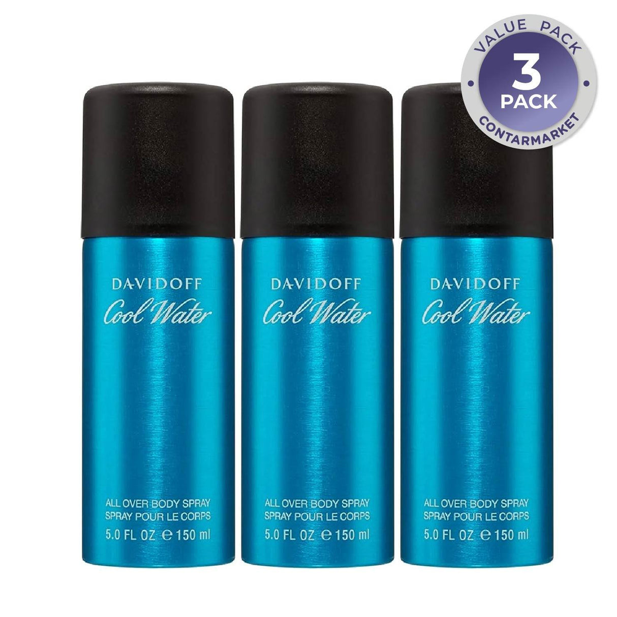 Davidoff Cool Water Body Spray - 5.0 Oz - 3 Pack