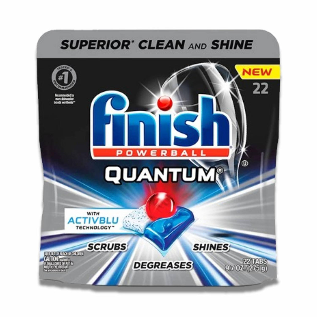 Finish - Quantum, Dishwasher Detergent, Powerball, Dishwashing Tablets - 22 Ct - 8 Pack