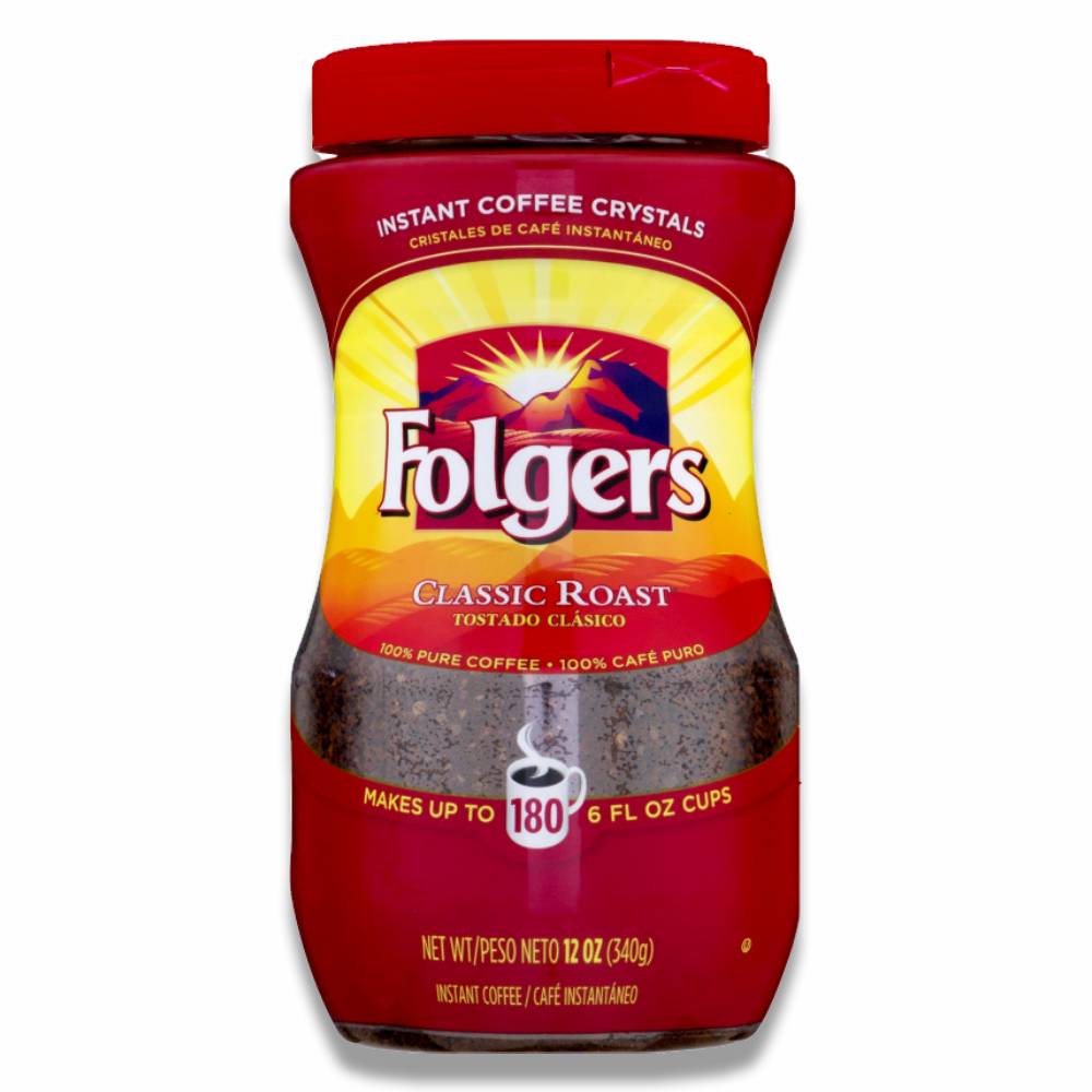 Folgers - Instant Coffee Crystals Classic Roast- 12 Oz - 6 Pack