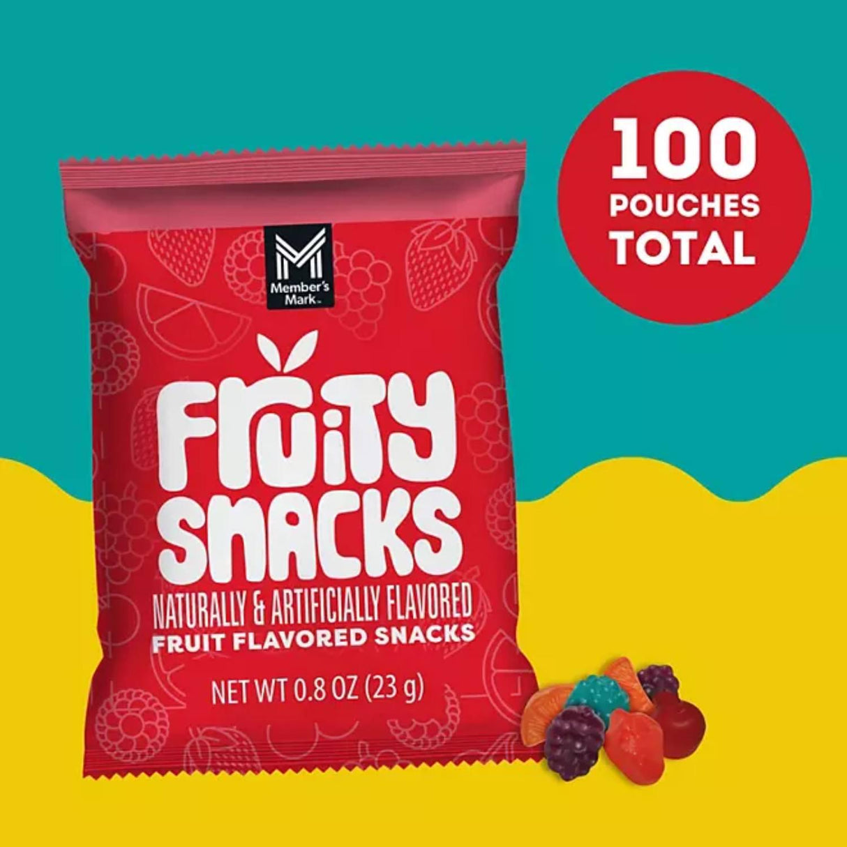 Fruity Snacks - Assorted Fruit Flavors, 0.8 oz Pouches, 100 ct Bulk Pack