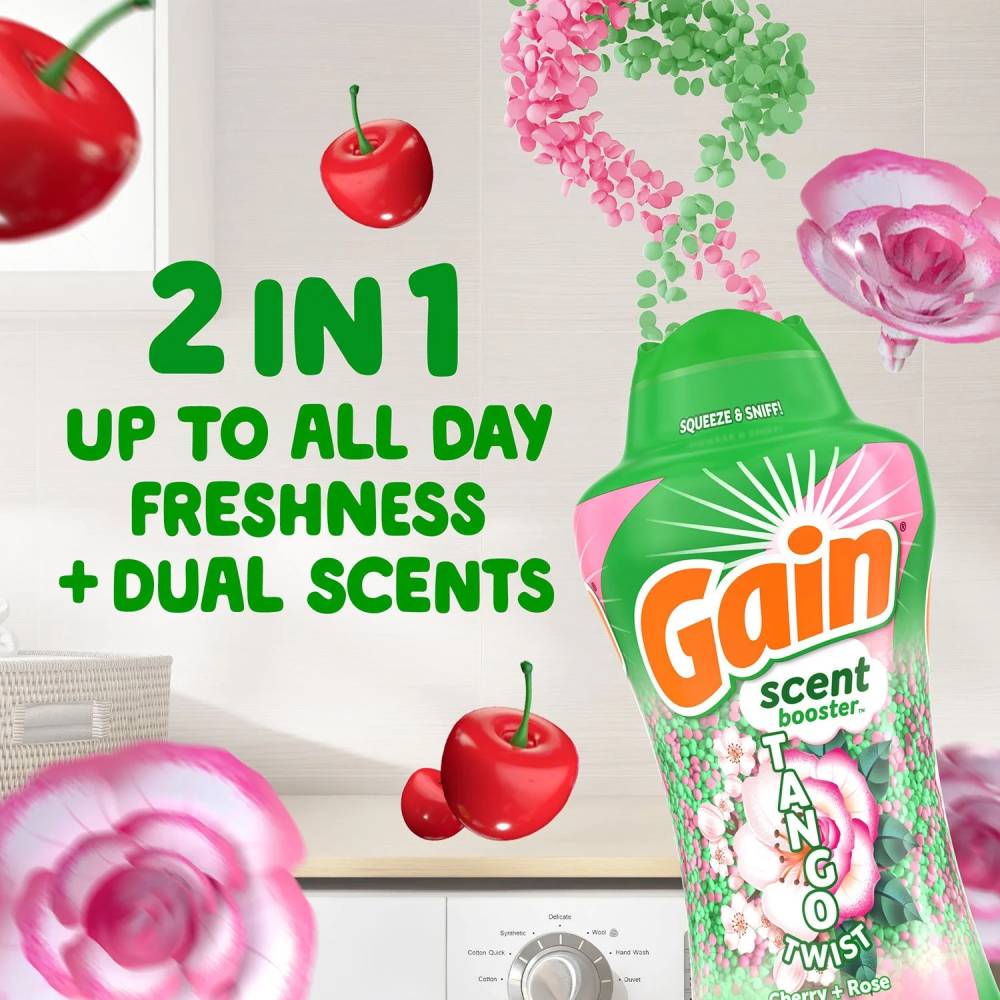 Gain - Tango Twist Laundry Scent Booster Beads, Cherry and Rose Scent - 26.3 Oz Each