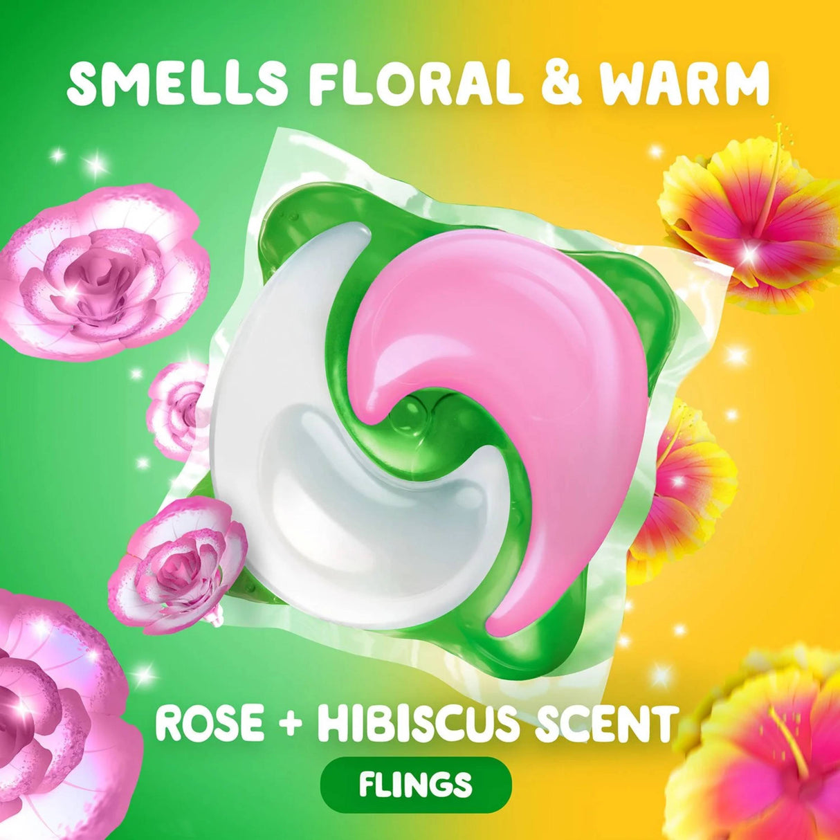 Gain - Flings Tango Twist Laundry Detergent Pacs, Rose + Hibiscus Scent - 108 Count