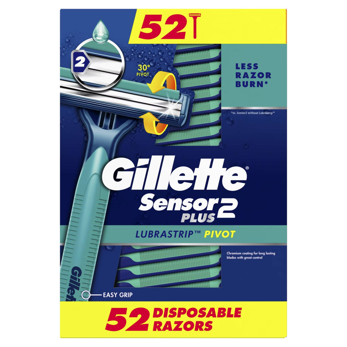 Gillette - Sensor2 Plus Pivoting Head and Lubrastrip Men's Disposable Razors - 52 Ct