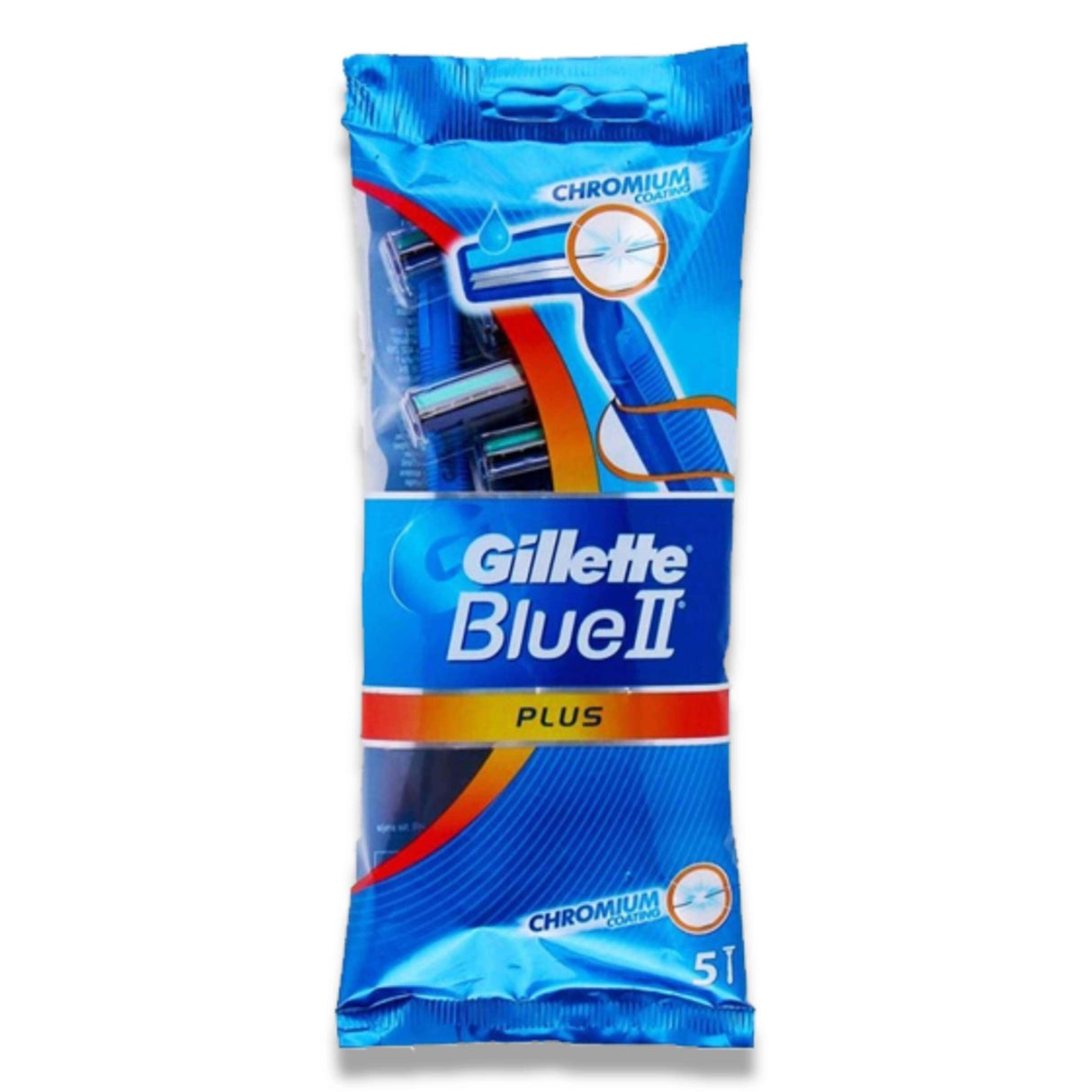 Gillette - Blue II, Plus, Chromium Coating - 5 Ct Each - 12 Pack