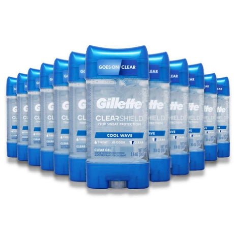 Gillette Anti-Perspirant Deodorant Clear Gel - Cool Wave, 3.8 Oz - 12 Pack Contarmarket