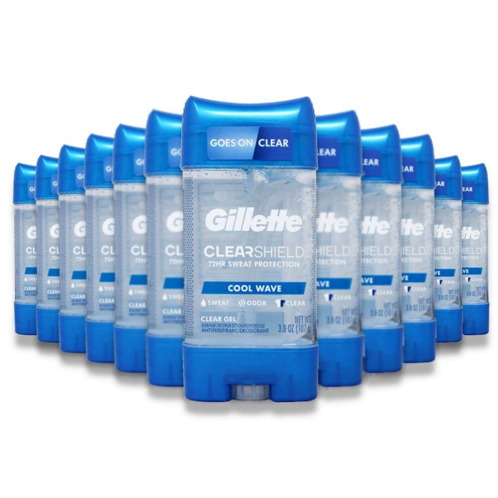 Gillette Anti-Perspirant Deodorant Clear Gel - Cool Wave, 3.8 Oz - 12 Pack Contarmarket