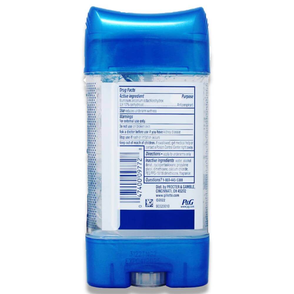 Gillette Anti-Perspirant Deodorant Clear Gel - Cool Wave, 3.8 Oz - 12 Pack Contarmarket