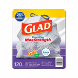 Glad ForceFlex Plus Tall Kitchen 13 Gallon Drawstring White Trash Bags, Mediterranean Lavender - 120 Ct