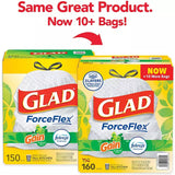 Glad ForceFlex 13-Gallon Kitchen Trash Bags, Gain Original Scent + Febreze - 160 Ct