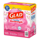 Glad ForceFlex MaxStrength Tall Trash Bags - Cherry Blossom with Febreze Freshness, 120 ct / 13 gal