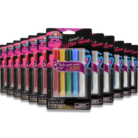 Elmer's Swirl Glam Glitter Glue, Classic Colors - 0.36 Oz - 5 Ct - 12 Pack Contarmarket