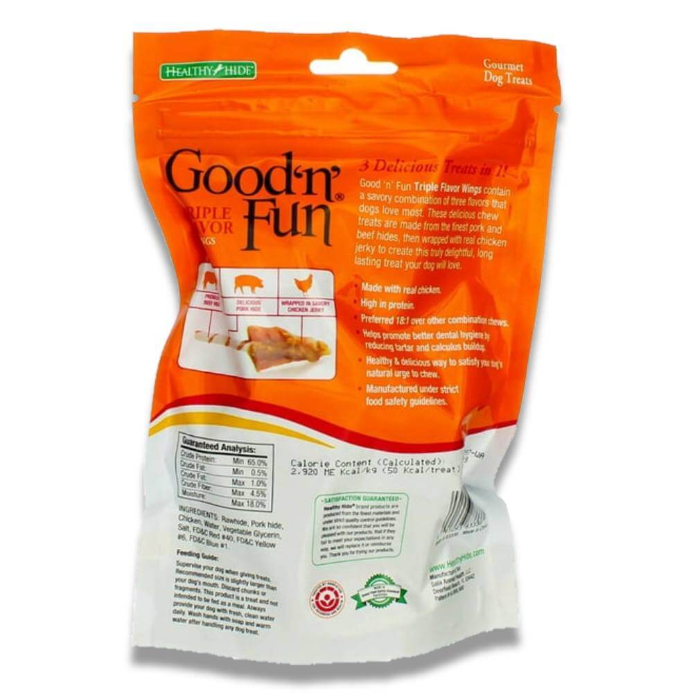 Good 'n' Fun Triple Flavor Wings for Dogs - 4 Oz - 36 Pack Contarmarket