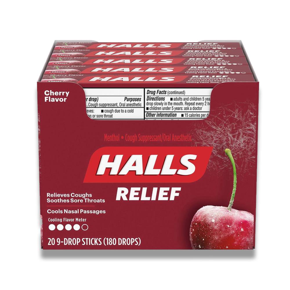Halls Cherry Cough Drops - 20 Ct Each Contarmarket