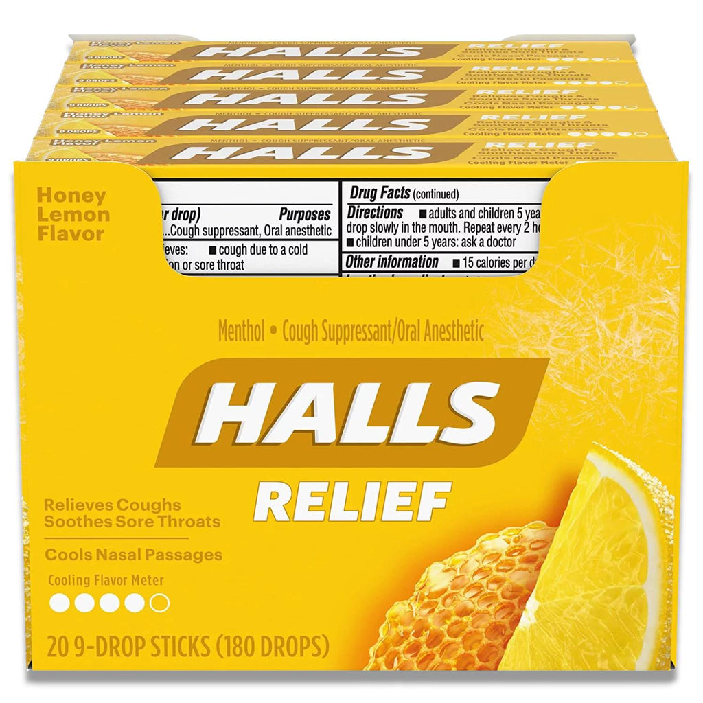 Halls Honey Lemon Cough Drops - 20 Ct Each Contarmarket
