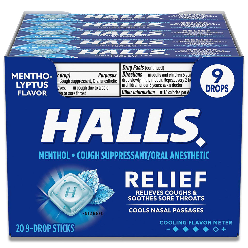 Halls Mentho-Lyptus Cough Drops - 20 Ct Each - 24 Pack Contarmarket